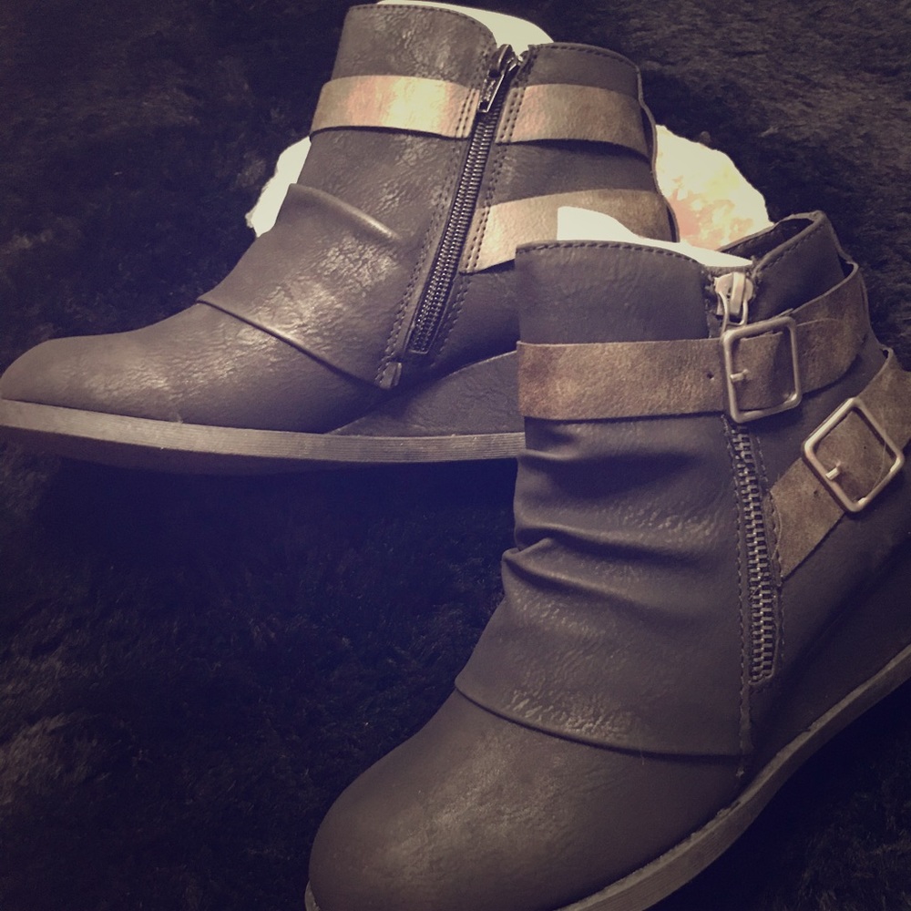Black buckle booties